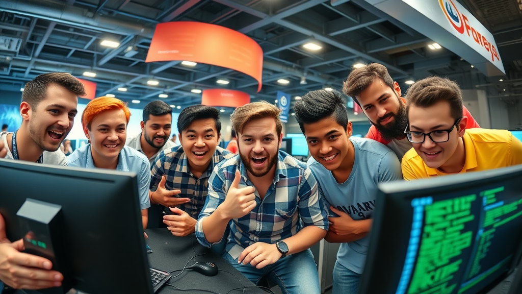 Cybersecurity career enthusiastic young adults in cybersecurity hackathon at tech event